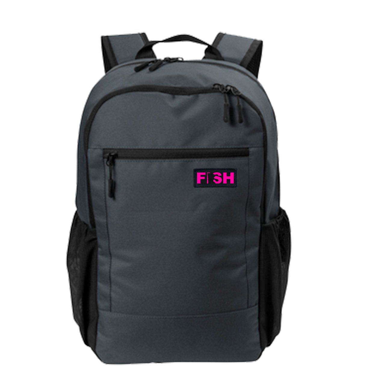 Fish Minnesota Night Out Woven Patch Daily Commute Backpack Gray Smoke (Pink Logo)