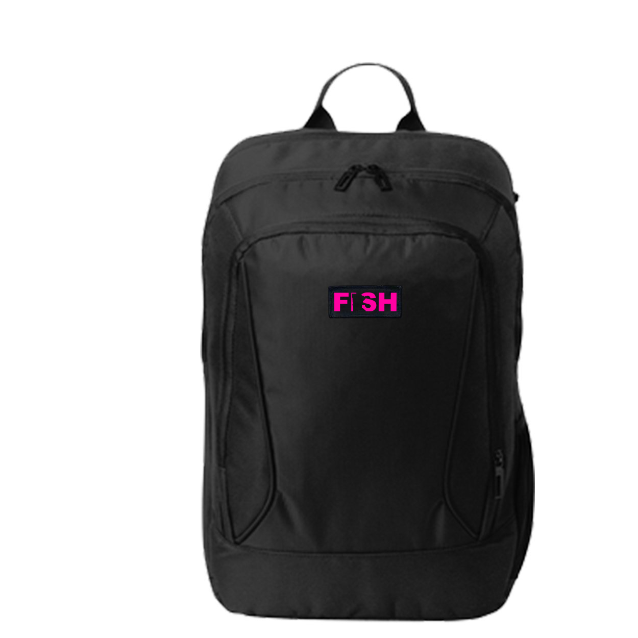Fish Minnesota Night Out Woven Patch City Backpack Black (Pink Logo)