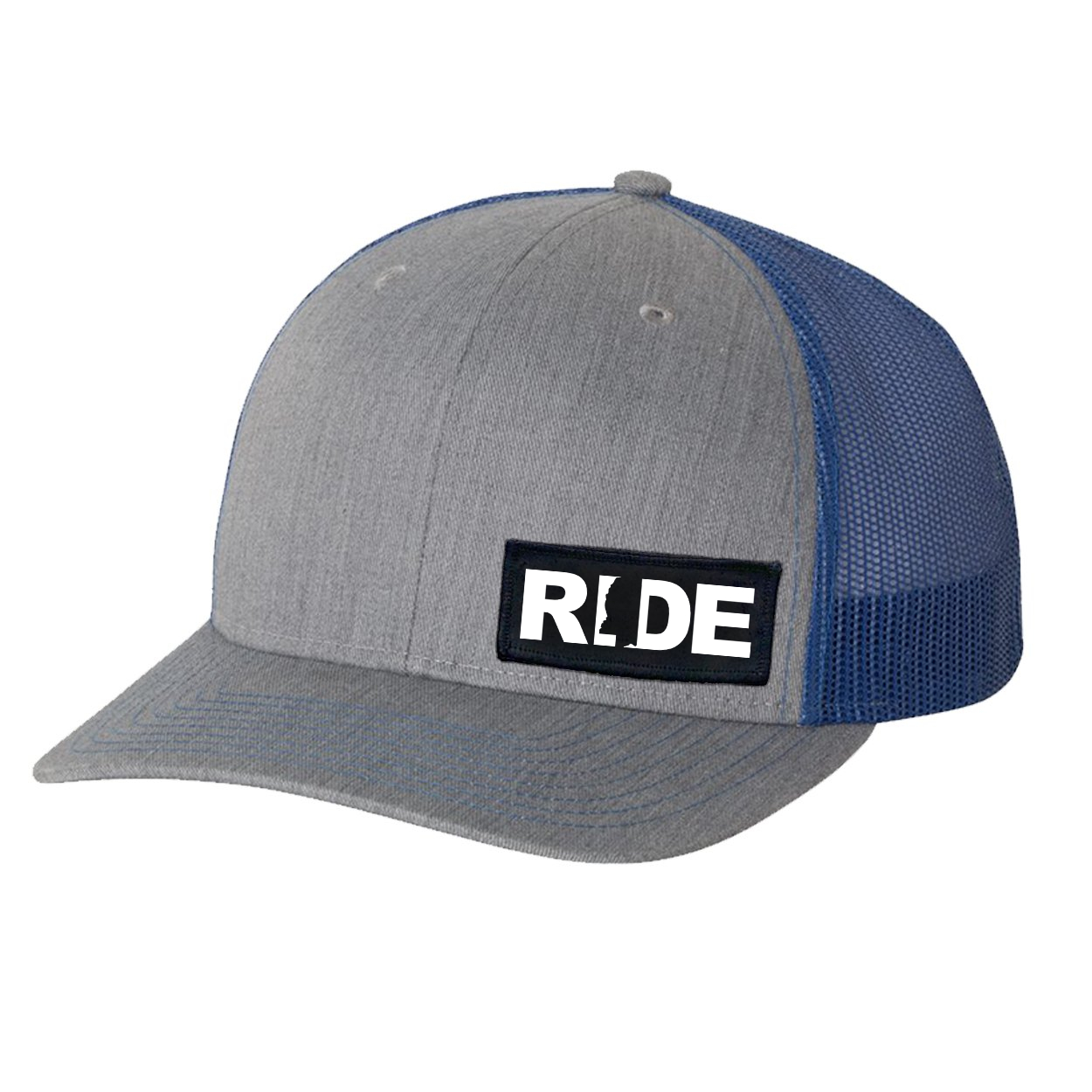 Ride Mississippi Night Out Woven Patch Snapback Trucker Hat Heather Grey/Royal (White Logo)