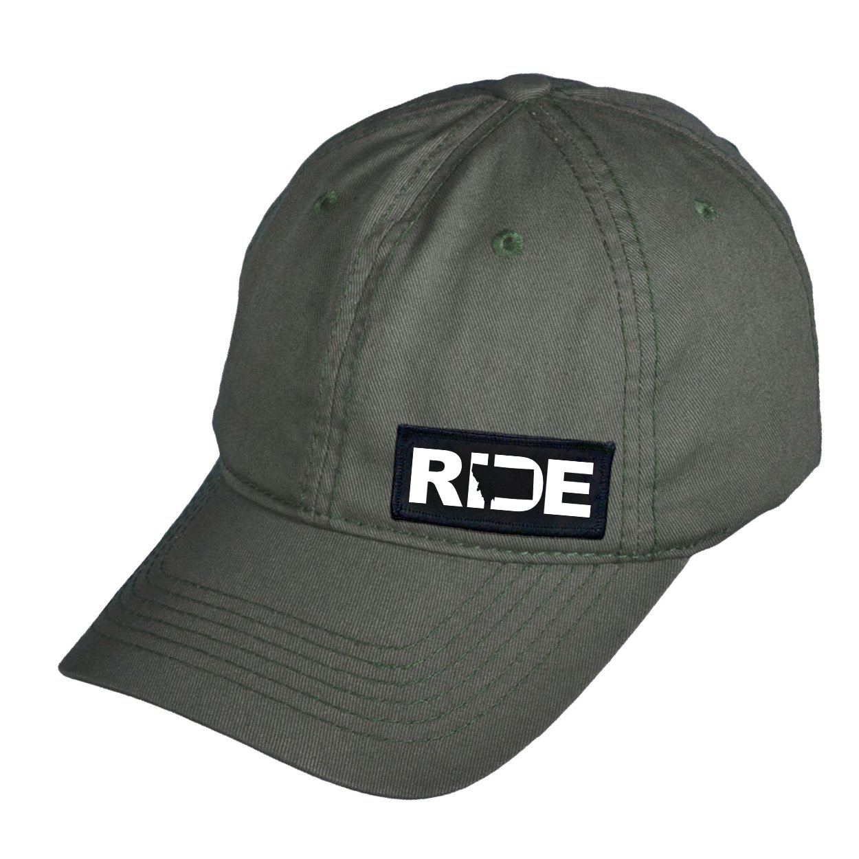 Ride Montana Night Out Woven Patch Dad Hat Dark Olive (White Logo)