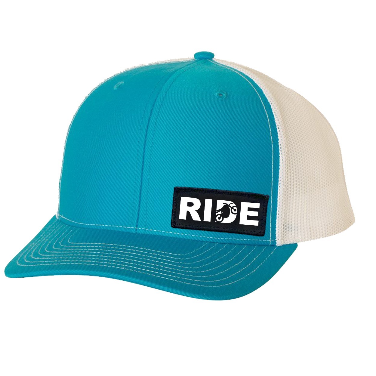 Ride Moto Logo Night Out Woven Patch Snapback Hat Cyan/ White (White Logo)