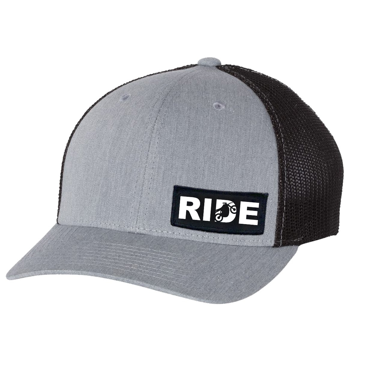 Ride Moto Logo Night Out Woven Patch Flex-Fit Hat Heather Gray/Black (White Logo)