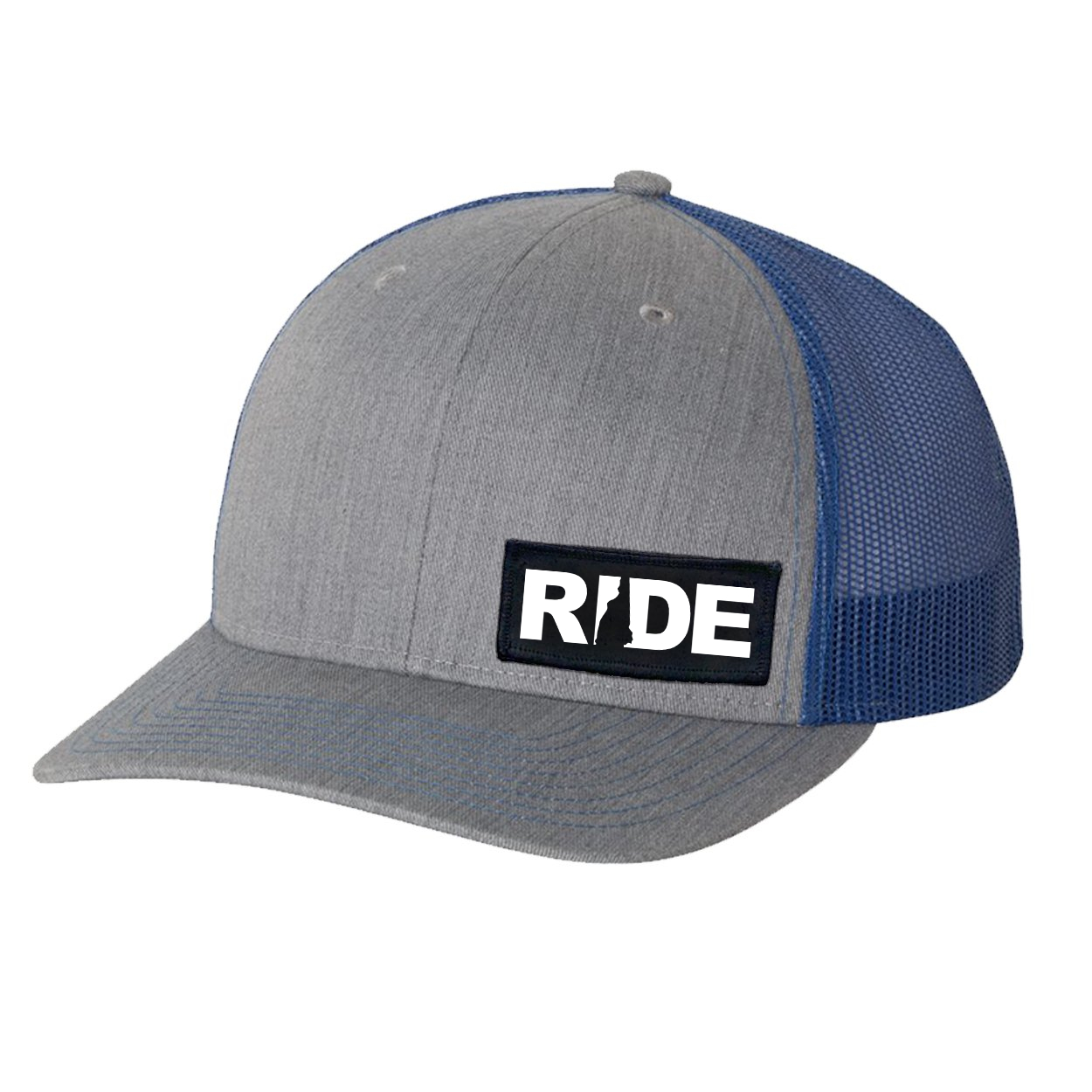 Ride New Hampshire Night Out Woven Patch Snapback Trucker Hat Heather Grey/Royal (White Logo)