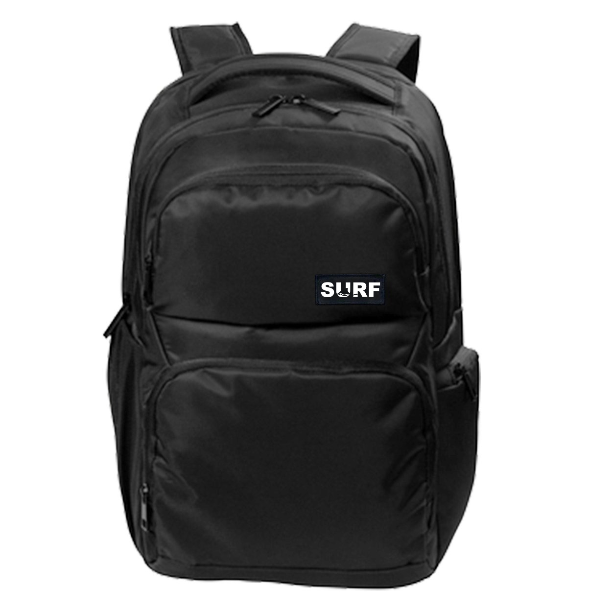Surf Wave Logo Night Out Woven Patch Transit Backpack Black (White Logo)