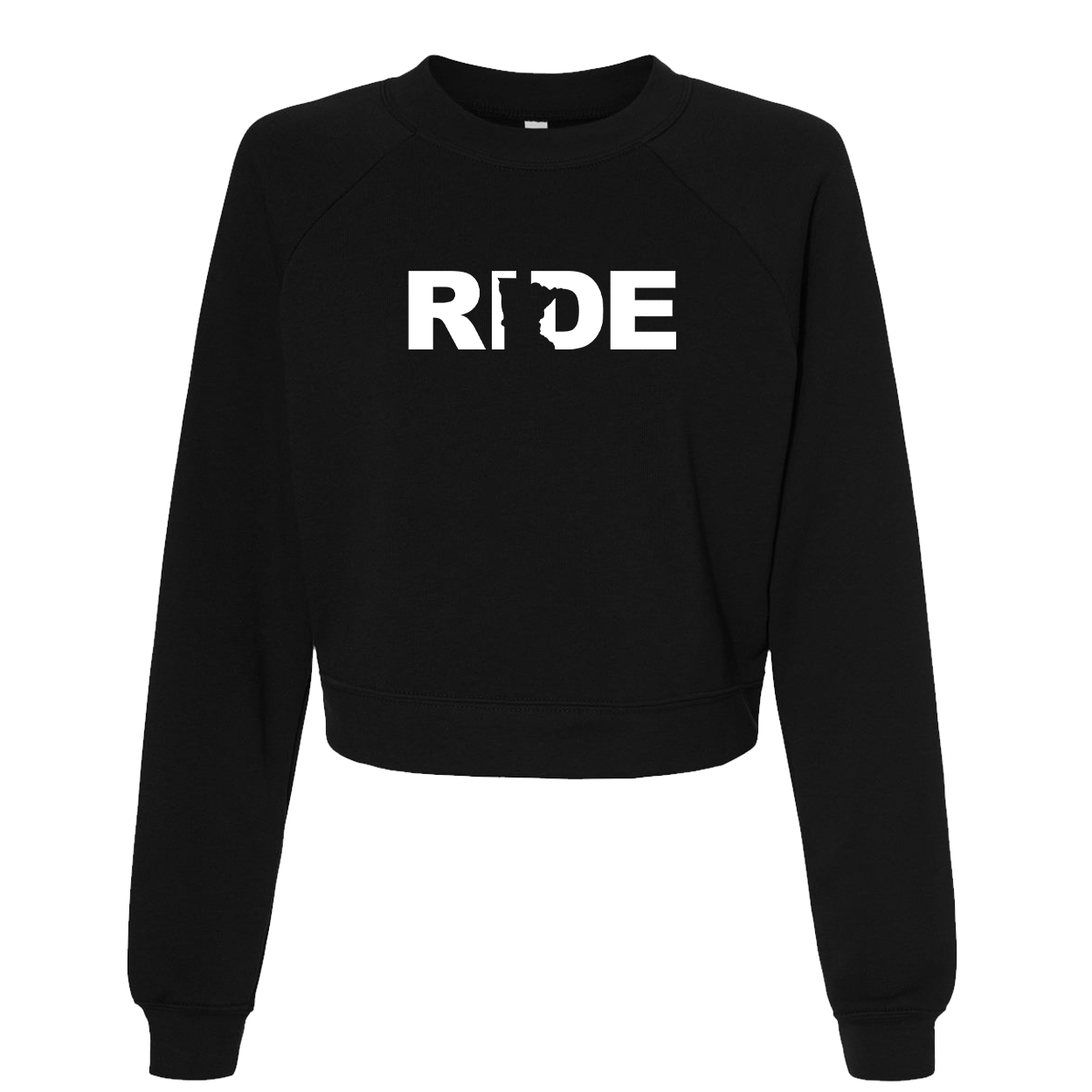 Ride Minnesota Classic Women's Raglan Pullover Fleece Black (White Logo)