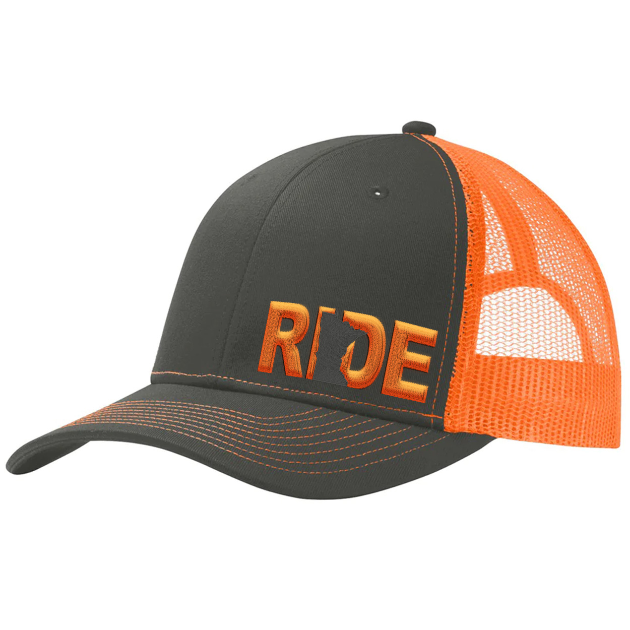 Ride Minnesota Night Out Pro Embroidered Snapback Trucker Hat Gray/Orange