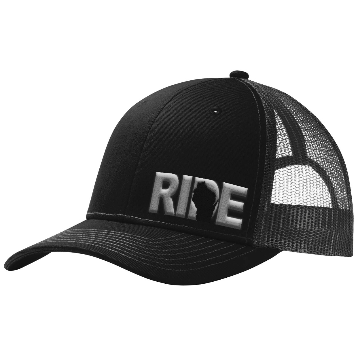 Ride Wisconsin Night Out Pro Embroidered Snapback Trucker Hat Black/Gray