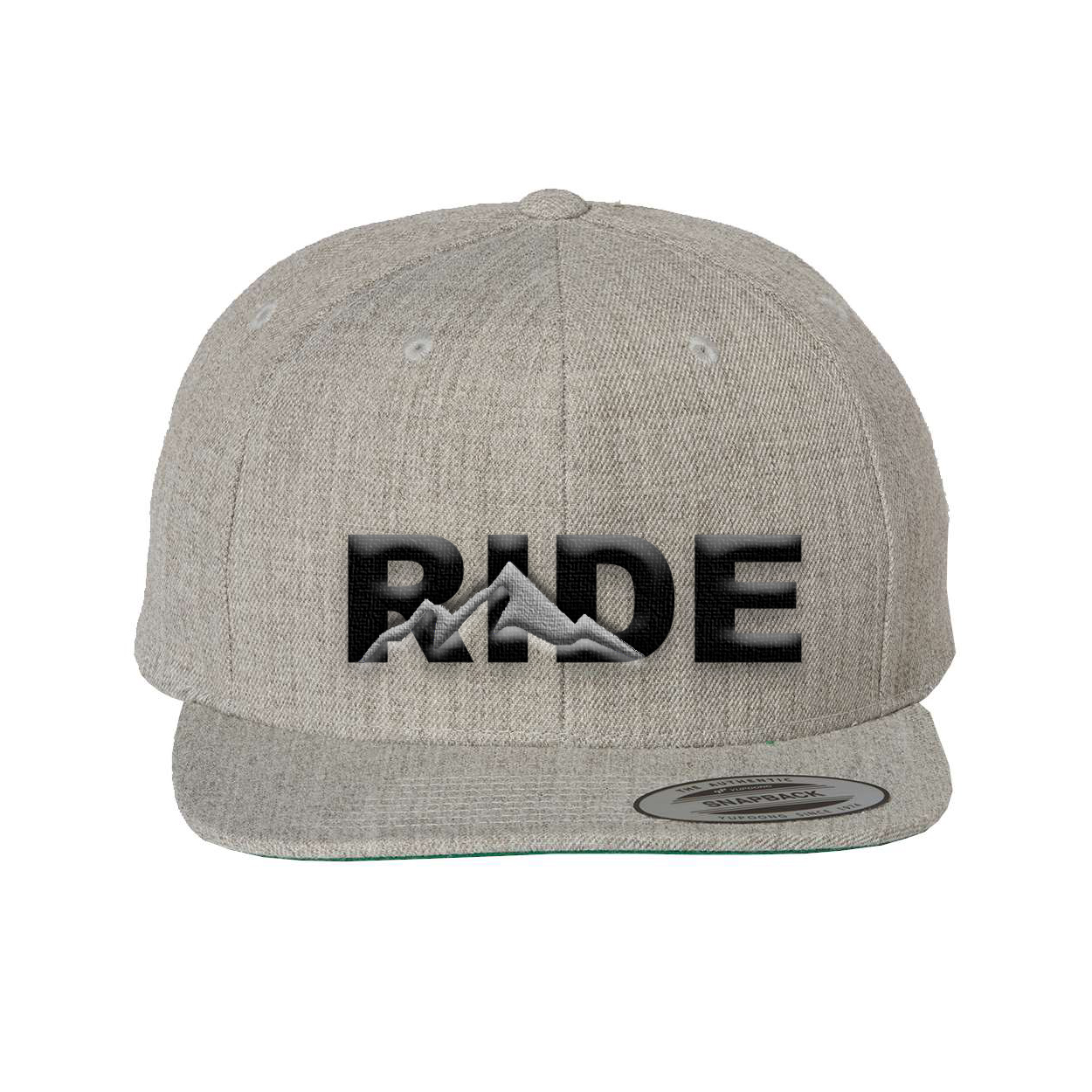 Ride Mountain Logo Classic Embroidered Flatbrim Trucker Hat Heather Gray