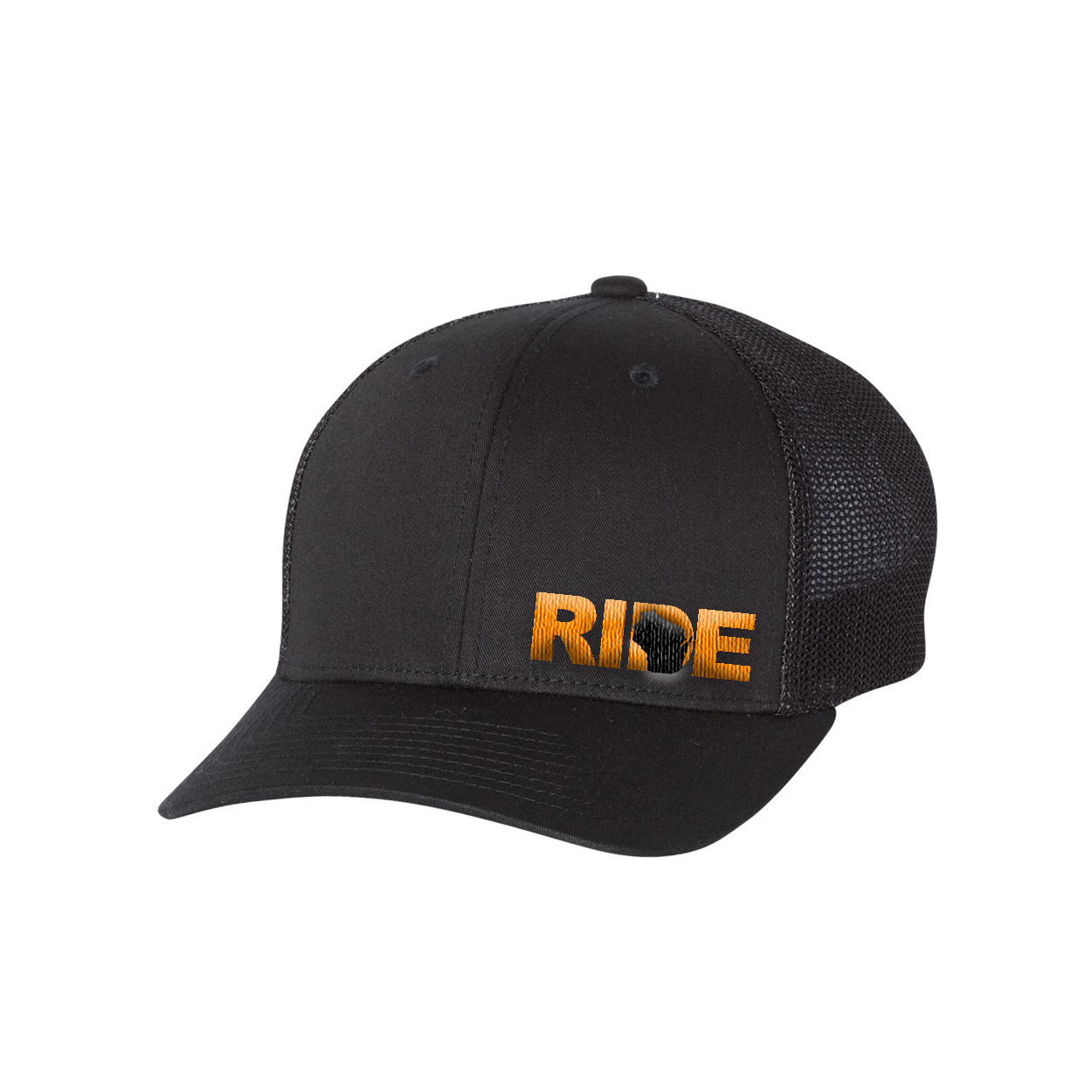 Ride Wisconsin Night Out Embroidered Snapback Trucker Hat Black/Orange