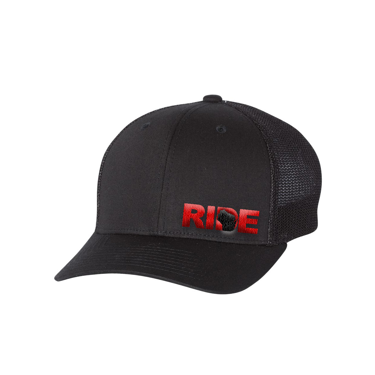 Ride Wisconsin Night Out Embroidered Snapback Trucker Hat Black/Red