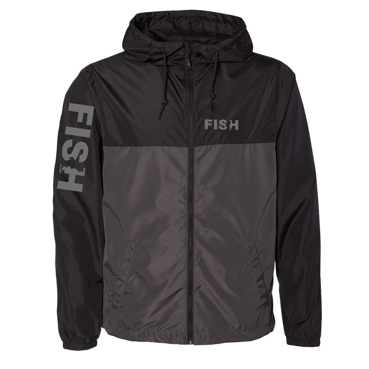 Fish Catch Logo Classic Lightweight Windbreaker Black/Graphite (Gray Logo)