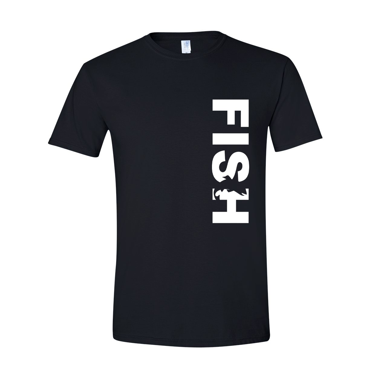 Fish Catch Logo Classic Vertical T-Shirt Black (White Logo)