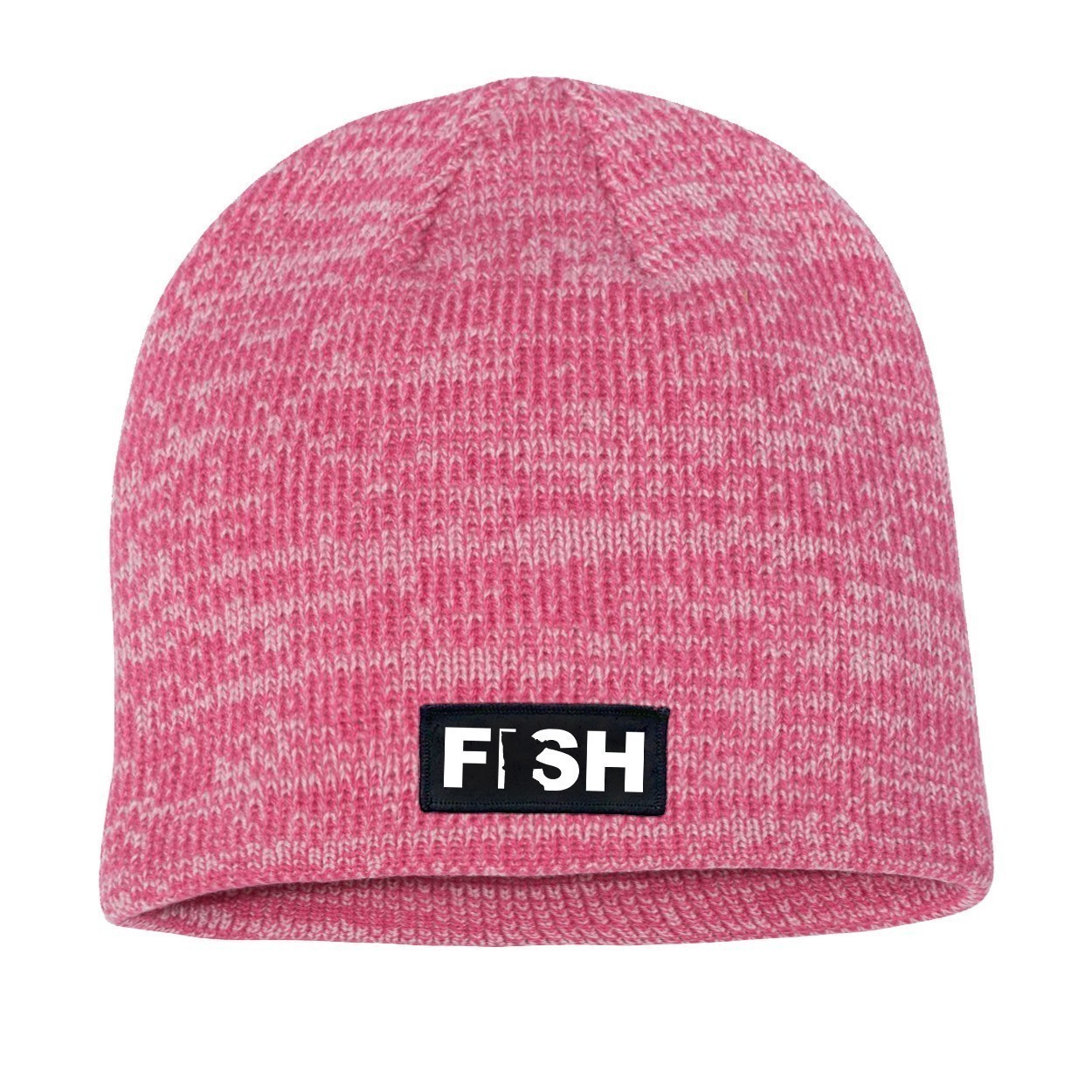 Fish Minnesota Night Out Woven Patch Skully Marled Knit Beanie Pink/Dark Pink (White Logo)