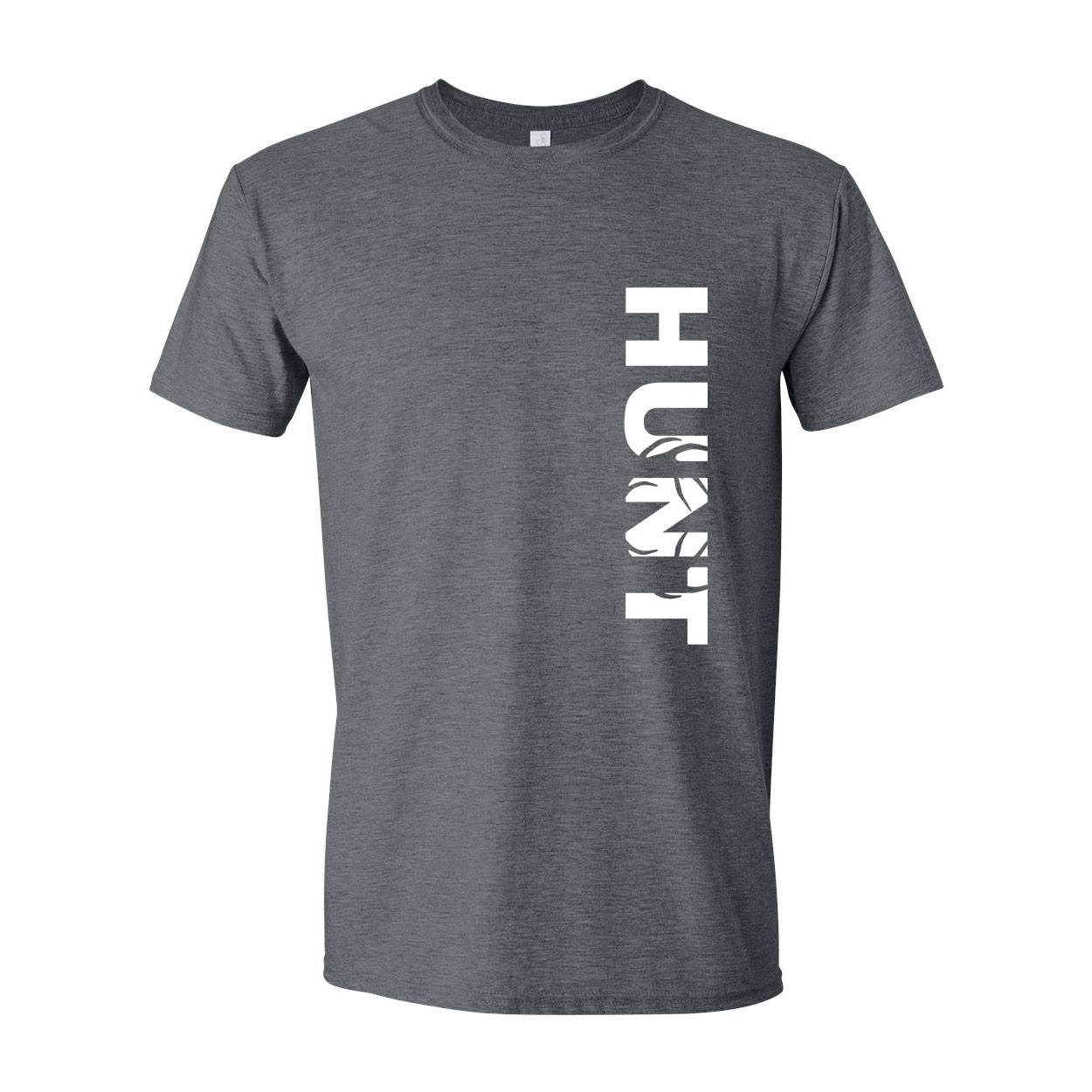 Hunt Rack Logo Classic Vertical T-Shirt Dark Heather Gray (White Logo)