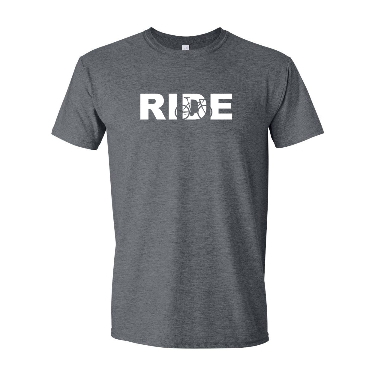 Ride Cycle Logo Classic T-Shirt Dark Heather Gray (White Logo)