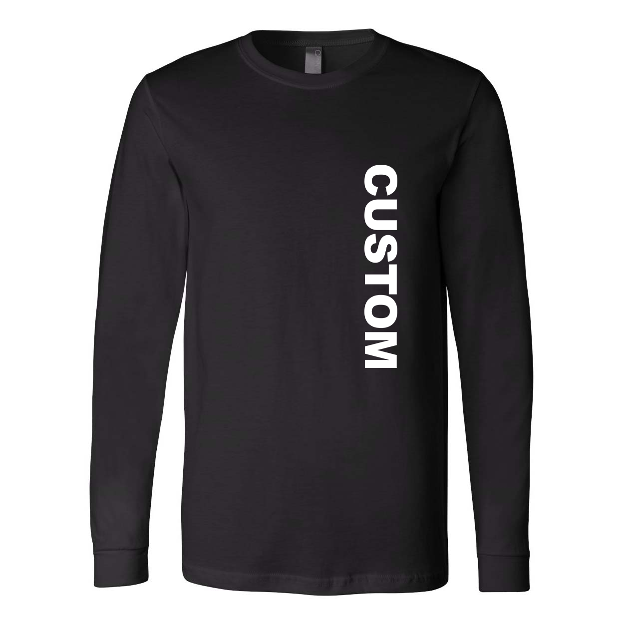 Custom Life Brand Logo Classic Vertical Premium Long Sleeve T-Shirt Black (White Logo)
