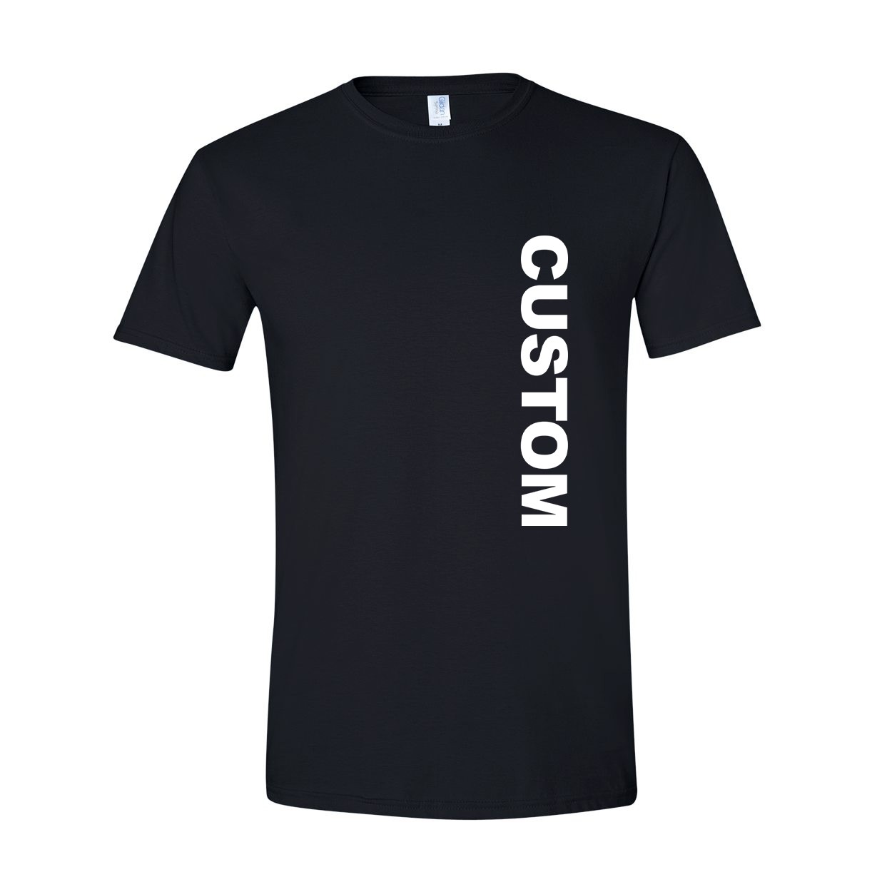 Custom Life Brand Logo Classic Vertical T-Shirt Black (White Logo)