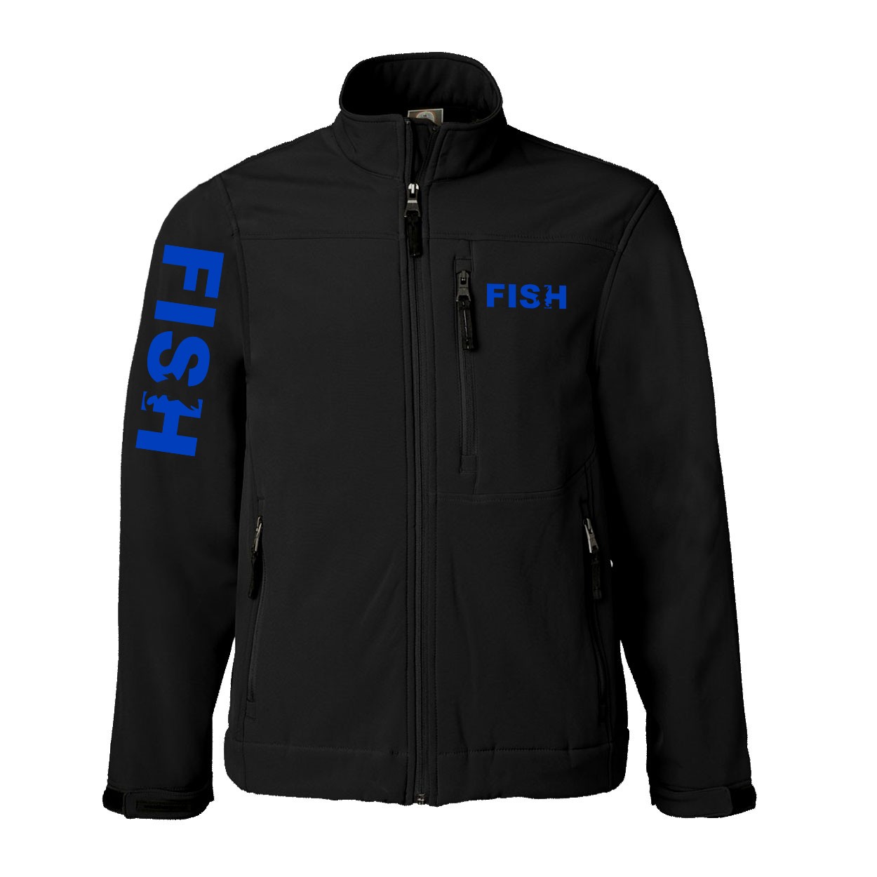 Fish Catch Logo Classic Soft Shell Weatherproof Jacket (Blue Logo)