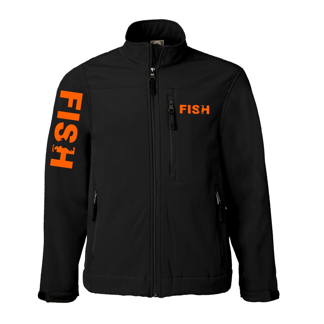 Fish Catch Logo Classic Soft Shell Weatherproof Jacket (Orange Logo)