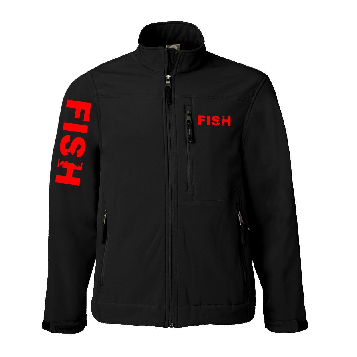 Fish Catch Logo Classic Soft Shell Weatherproof Jacket (Red Logo)