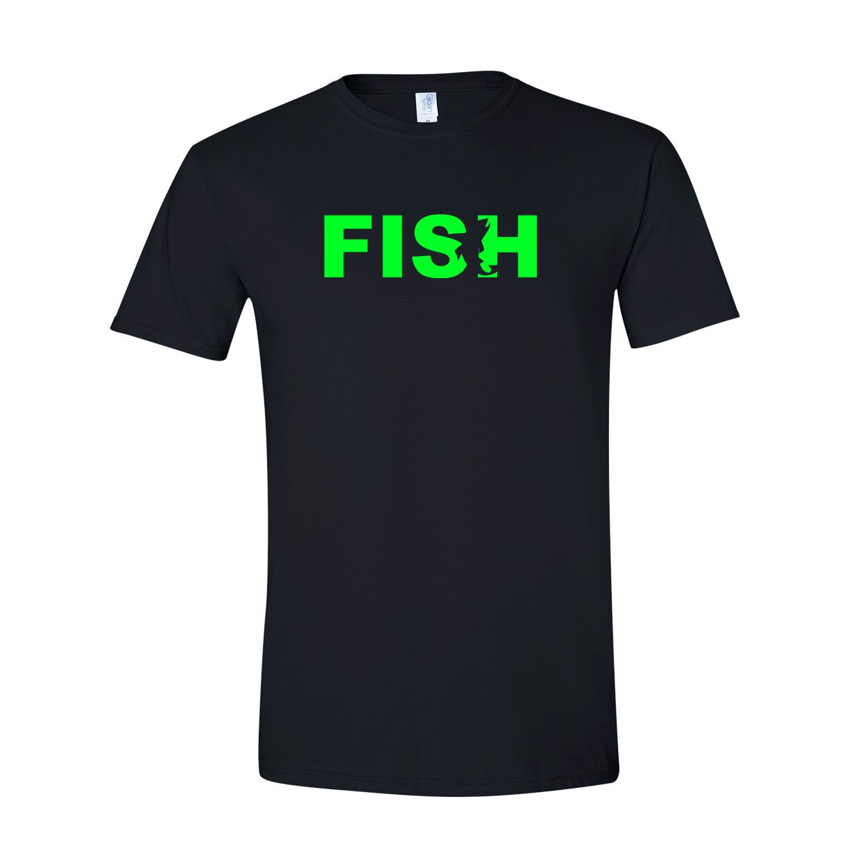 Fish Catch Logo Classic T-Shirt Black (Green Logo)