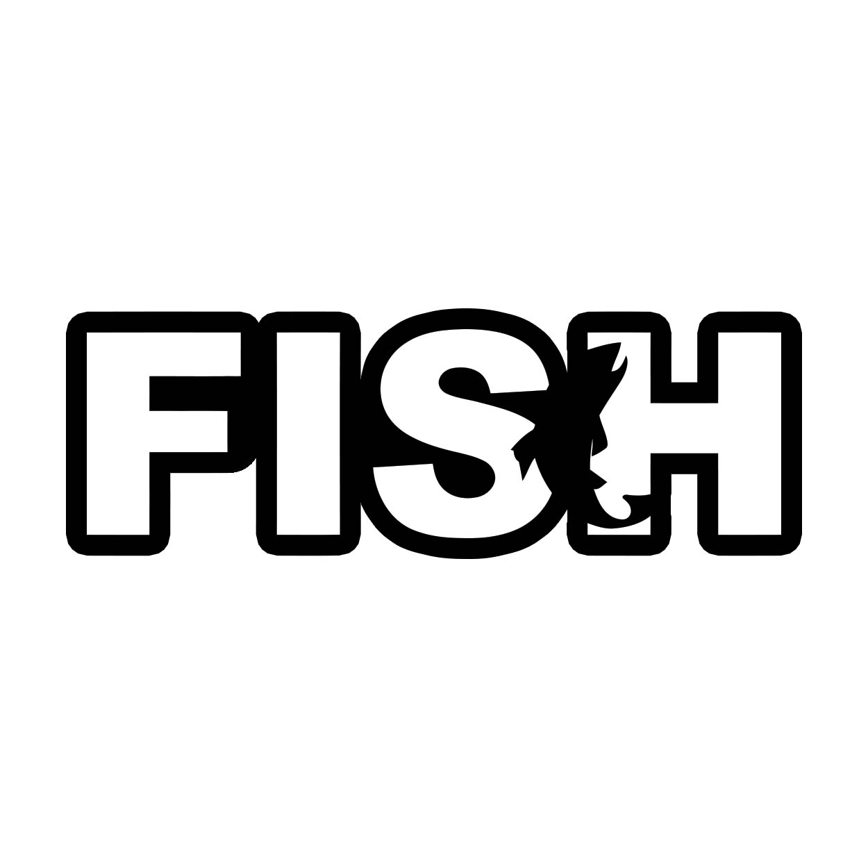Fish Catch Logo Classic Sticker (White Logo)