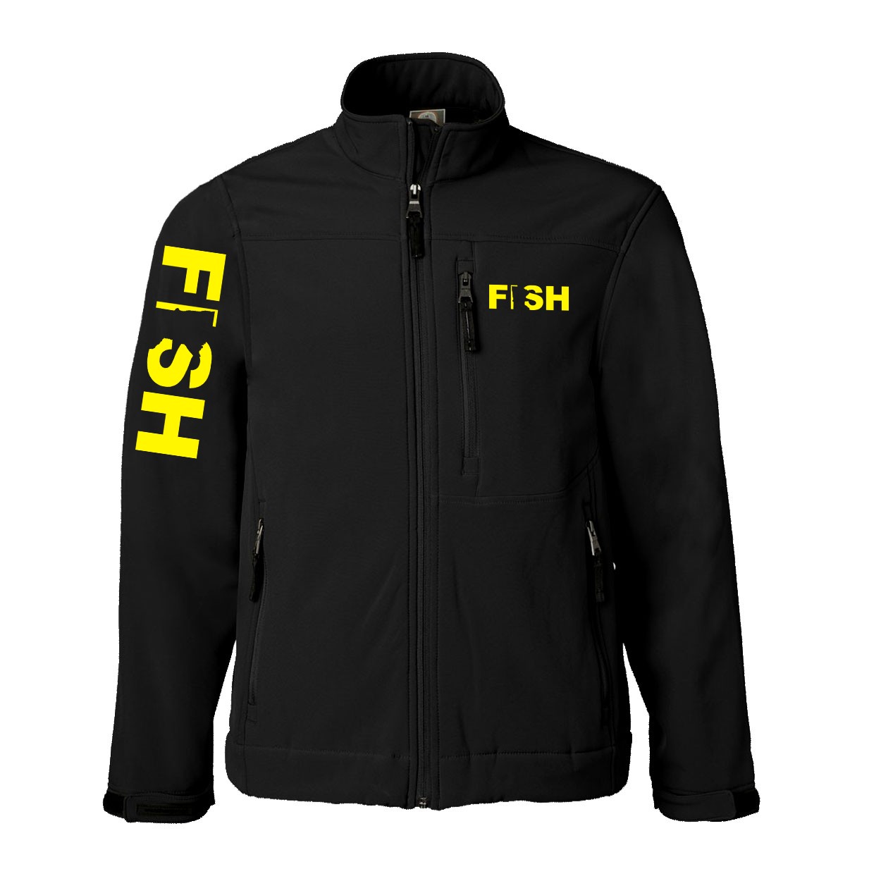 Fish Minnesota Classic Soft Shell Weatherproof Jacket (Yellow Logo)
