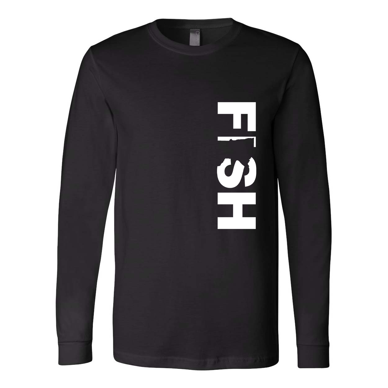 Fish Minnesota Classic Vertical Premium Long Sleeve T-Shirt Black (White Logo)