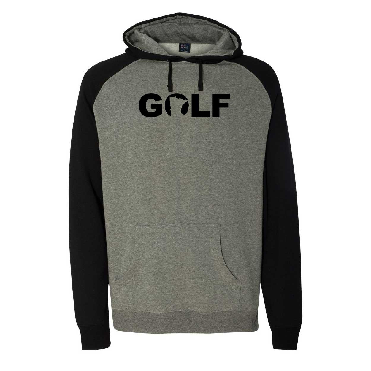 Golf Minnesota Classic Raglan Hooded Pullover Sweatshirt Gunmetal/Heather Black (Black Logo)