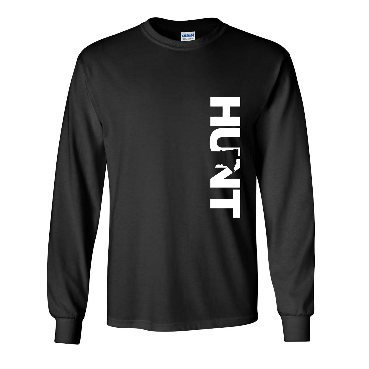 Hunt Minnesota Classic Vertical Long Sleeve T-Shirt Black (White Logo)