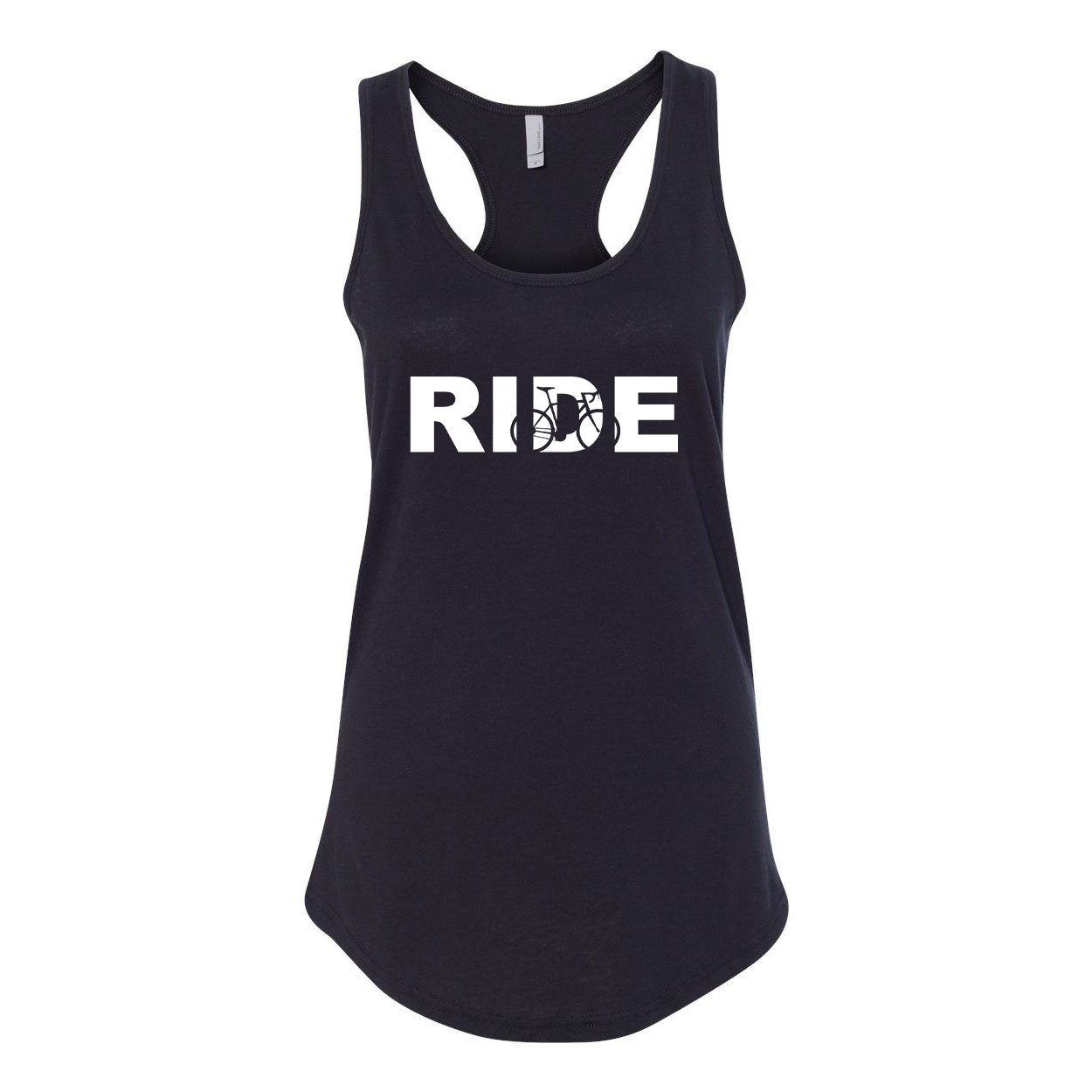 Ride Cycle Logo Classic Women's Racerback Tank Top Black (White Logo)