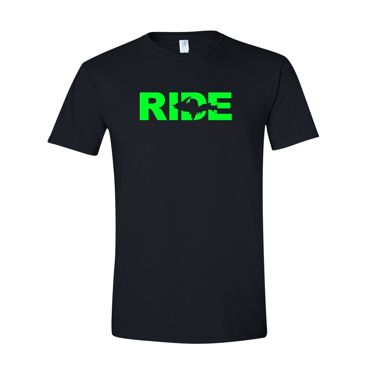 Ride Michigan UP Classic T-Shirt Black (Green Logo)