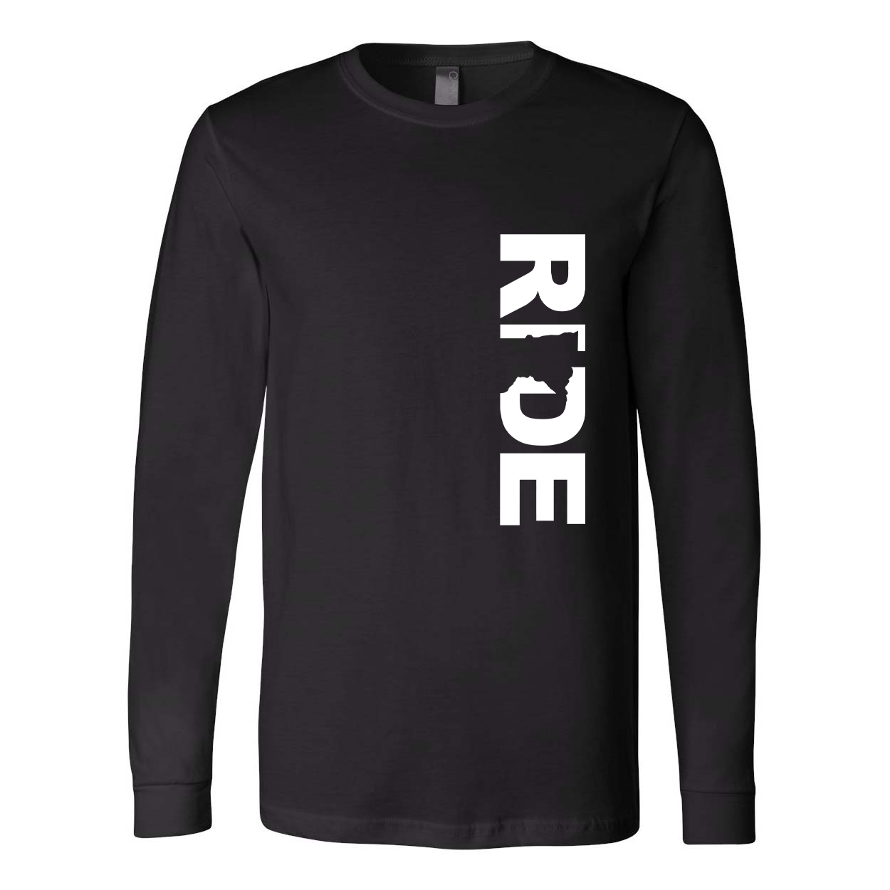 Ride Minnesota Classic Vertical Premium Long Sleeve T-Shirt Black (White Logo)