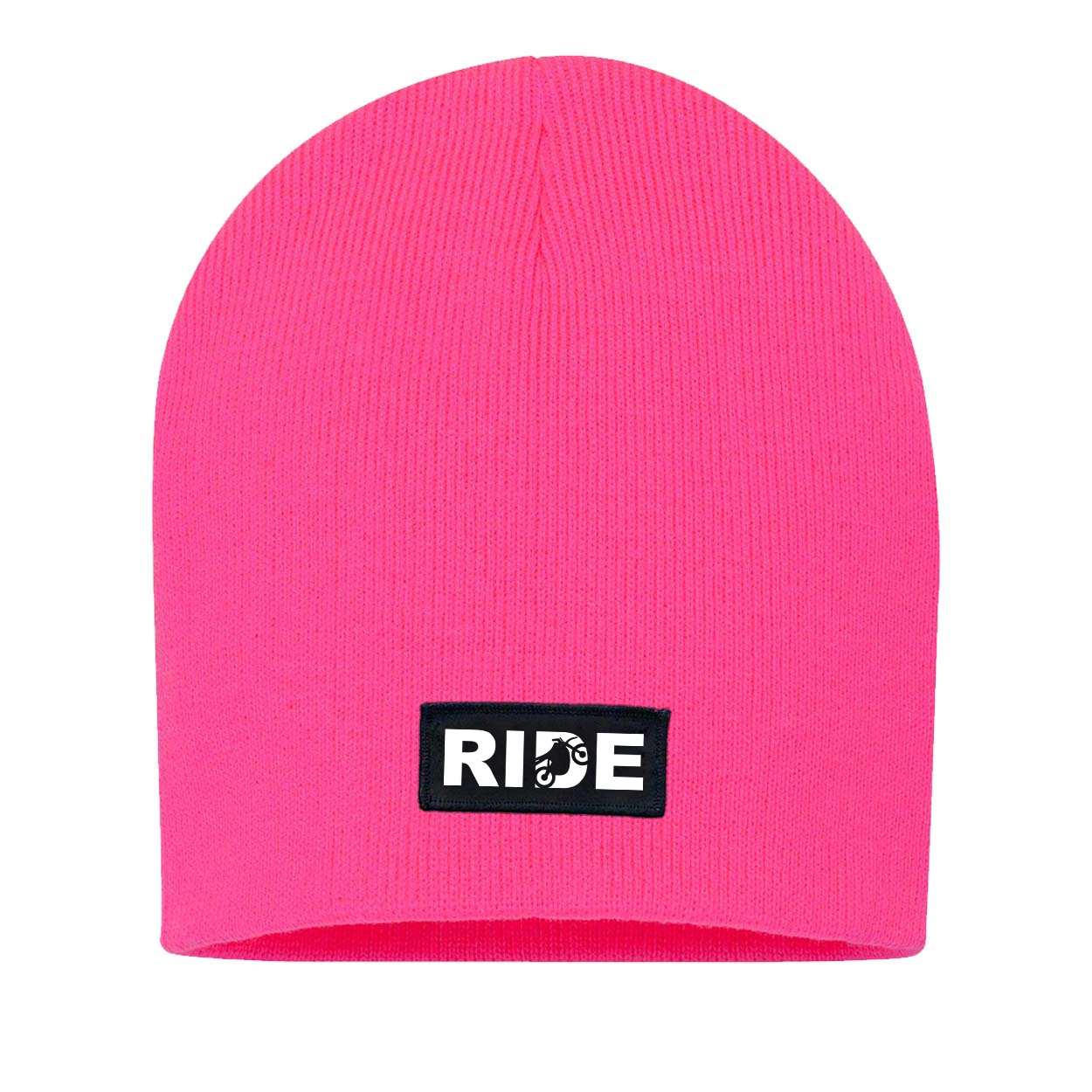 Ride Moto Logo Night Out Woven Patch Skully Beanie Pink (White Logo)