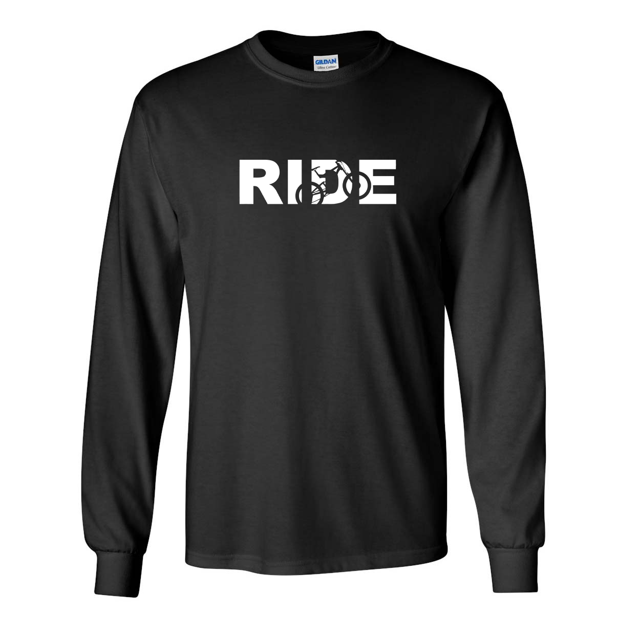 Ride MTB Logo Classic Long Sleeve T-Shirt Black (White Logo)