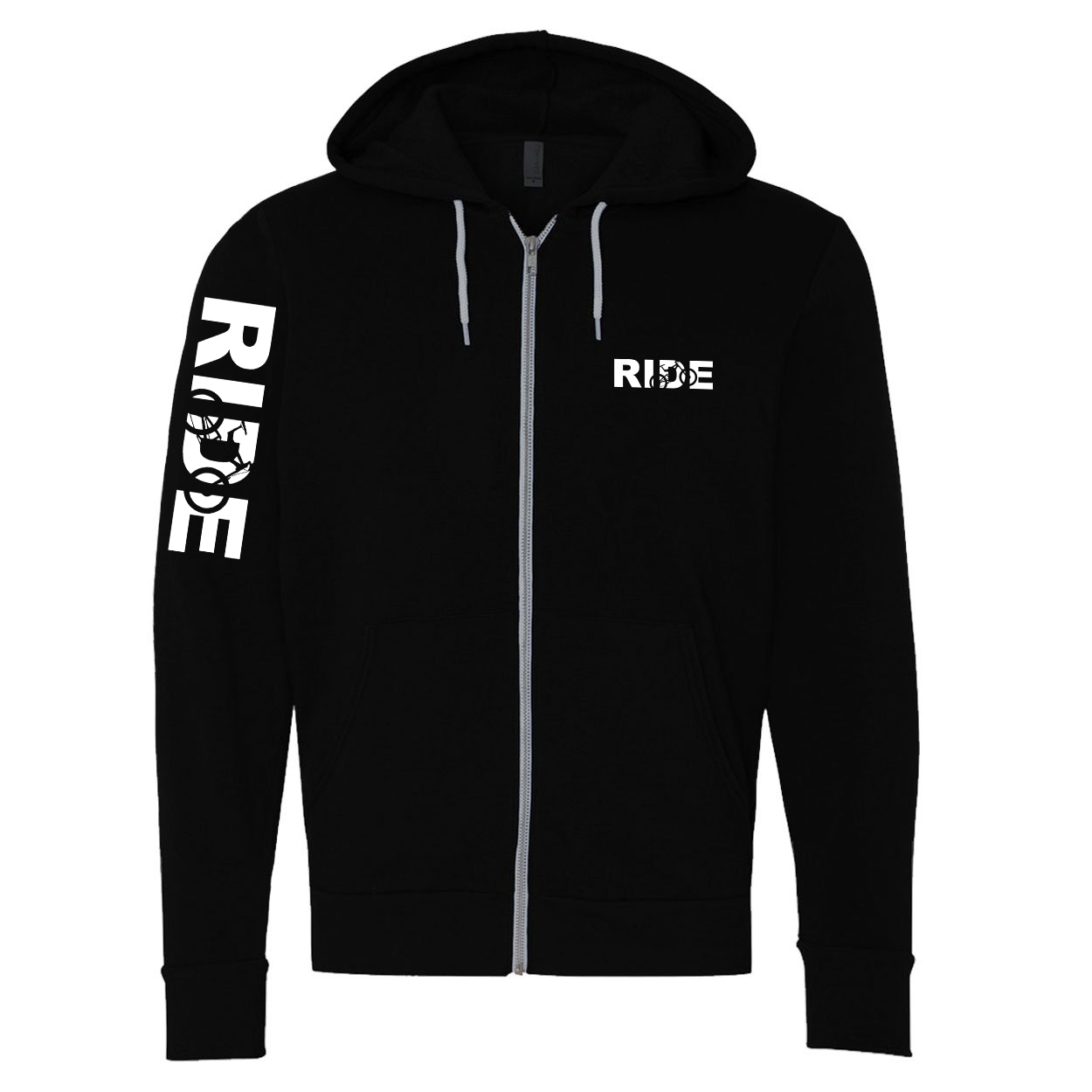 Ride MTB Logo Classic Zip Sweatshirt Black (White Logo)