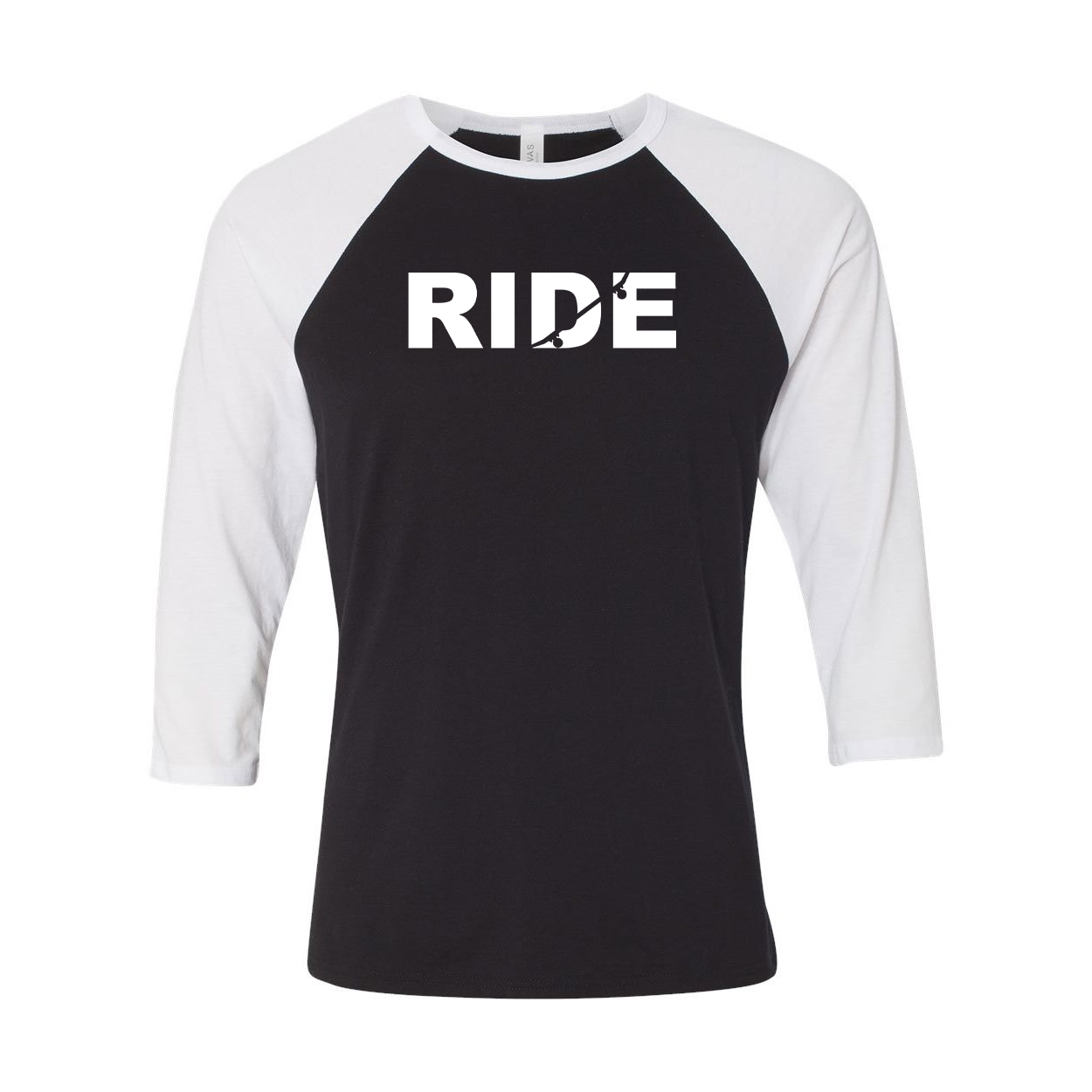 Ride Skateboard Logo Classic Raglan Shirt Black/White (White Logo)