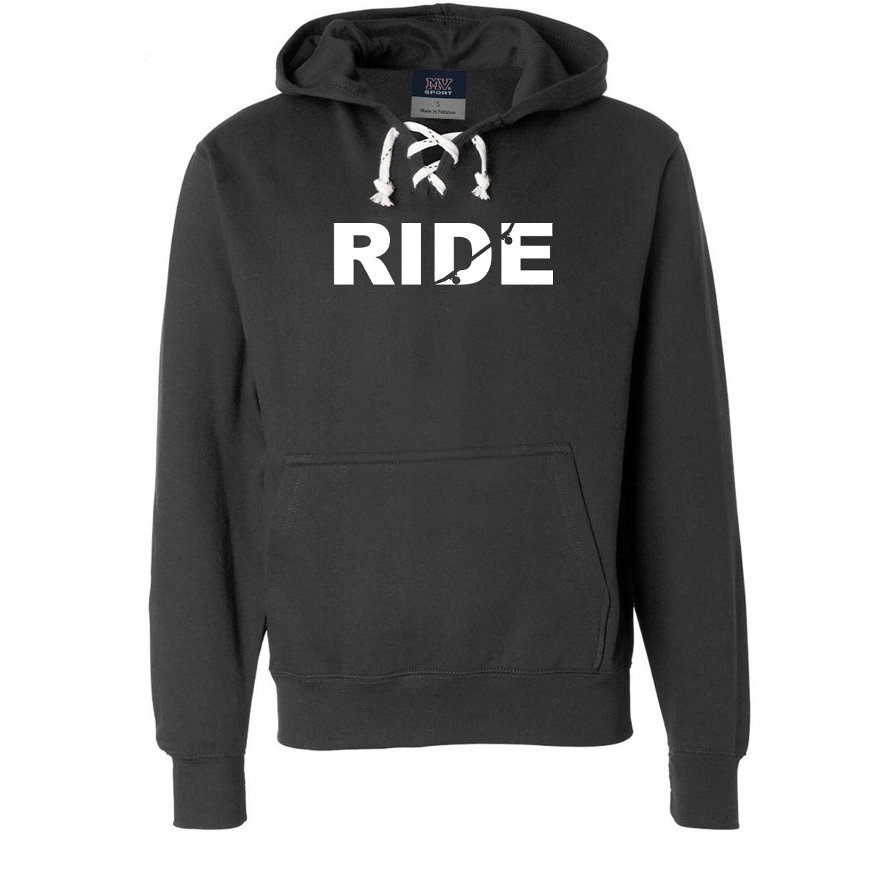 Ride Skateboard Logo Classic Unisex Premium Hockey Sweatshirt Black (White Logo)