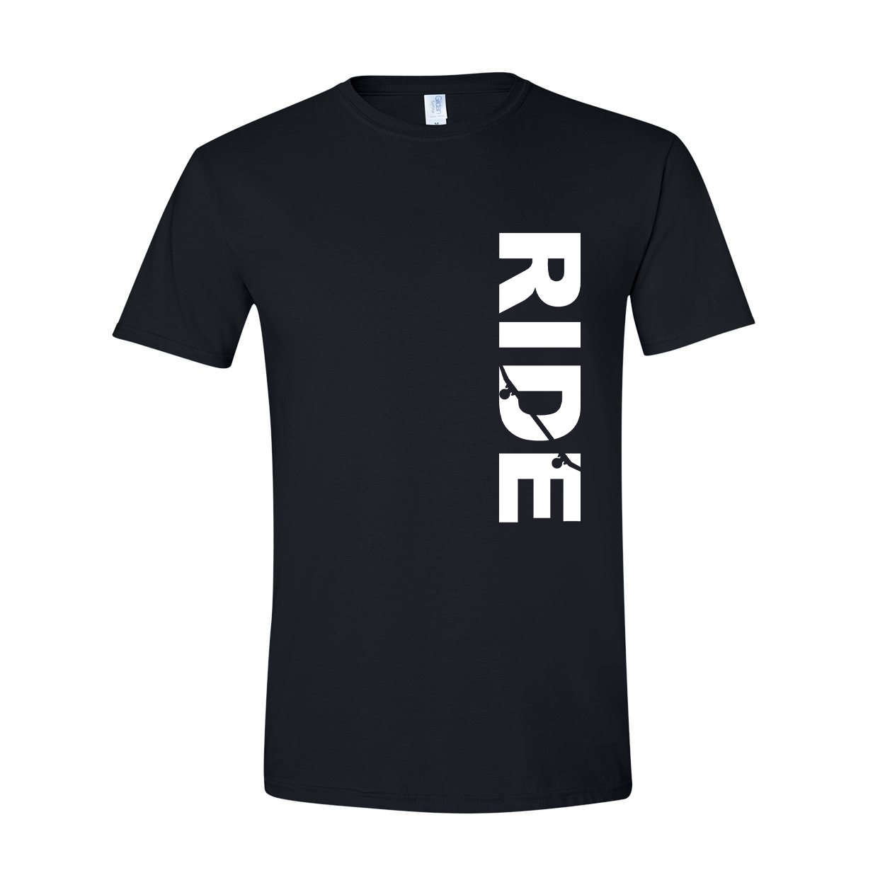 Ride Skateboard Logo Classic Vertical T-Shirt Black (White Logo)
