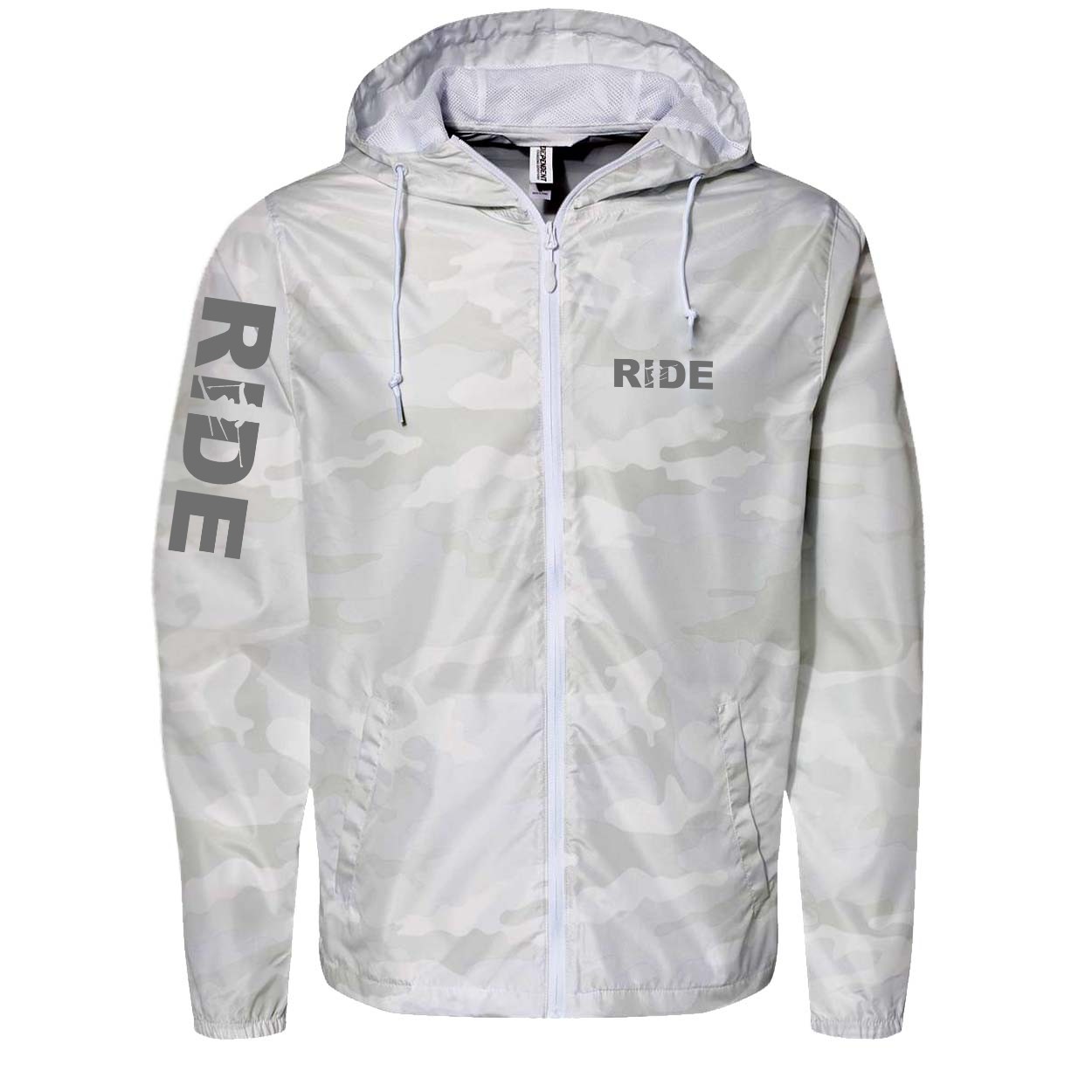 Ride Ski Logo Classic Lightweight Windbreaker White Camo (Gray Logo)