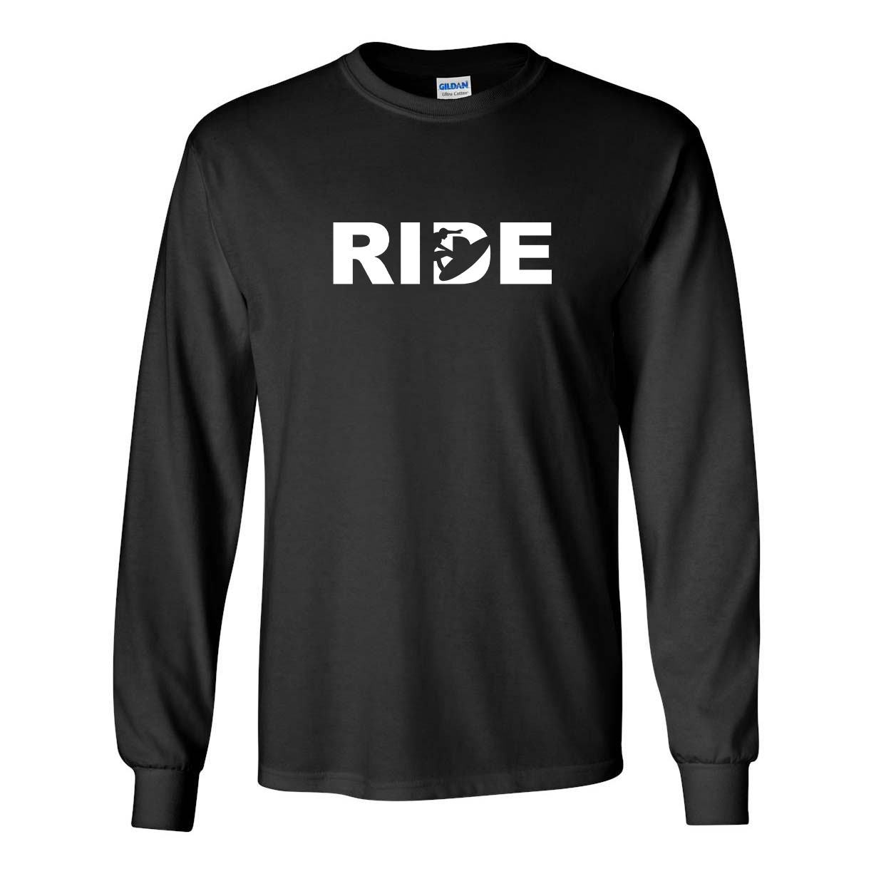 Ride Surf Logo Classic Long Sleeve T-Shirt Black (White Logo)