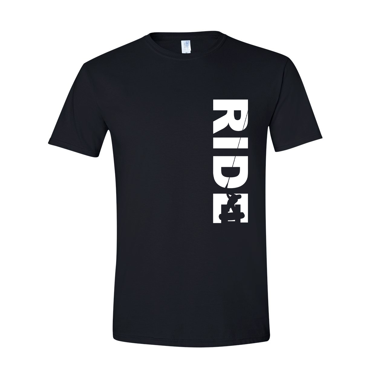 Ride Wakeboard Logo Classic Vertical T-Shirt Black (White Logo)