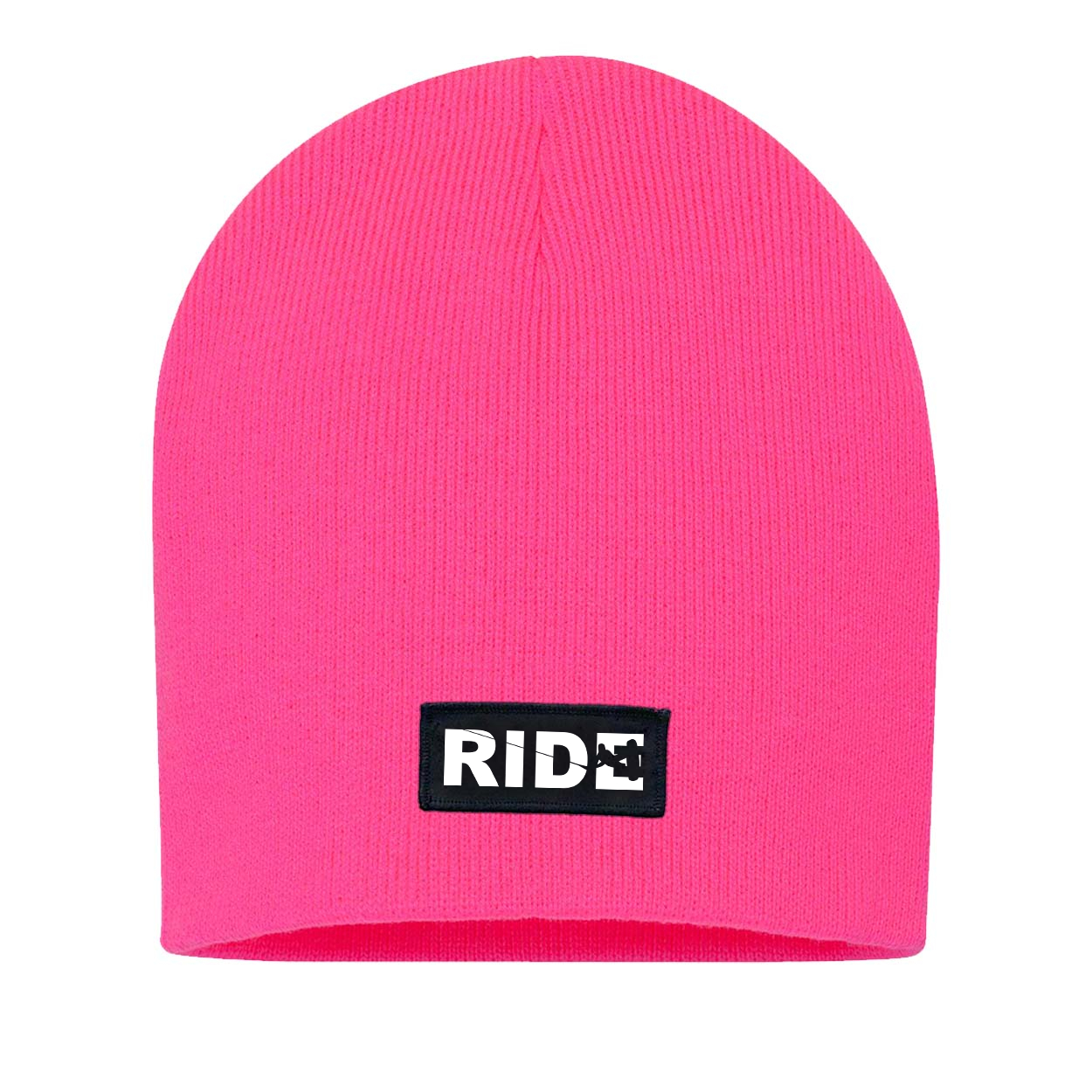Ride Wakeboard Logo Night Out Woven Patch Skully Beanie Pink (White Logo)