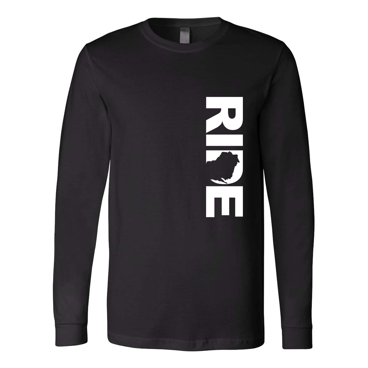 Ride Wisconsin Classic Vertical Premium Long Sleeve T-Shirt Black (White Logo)