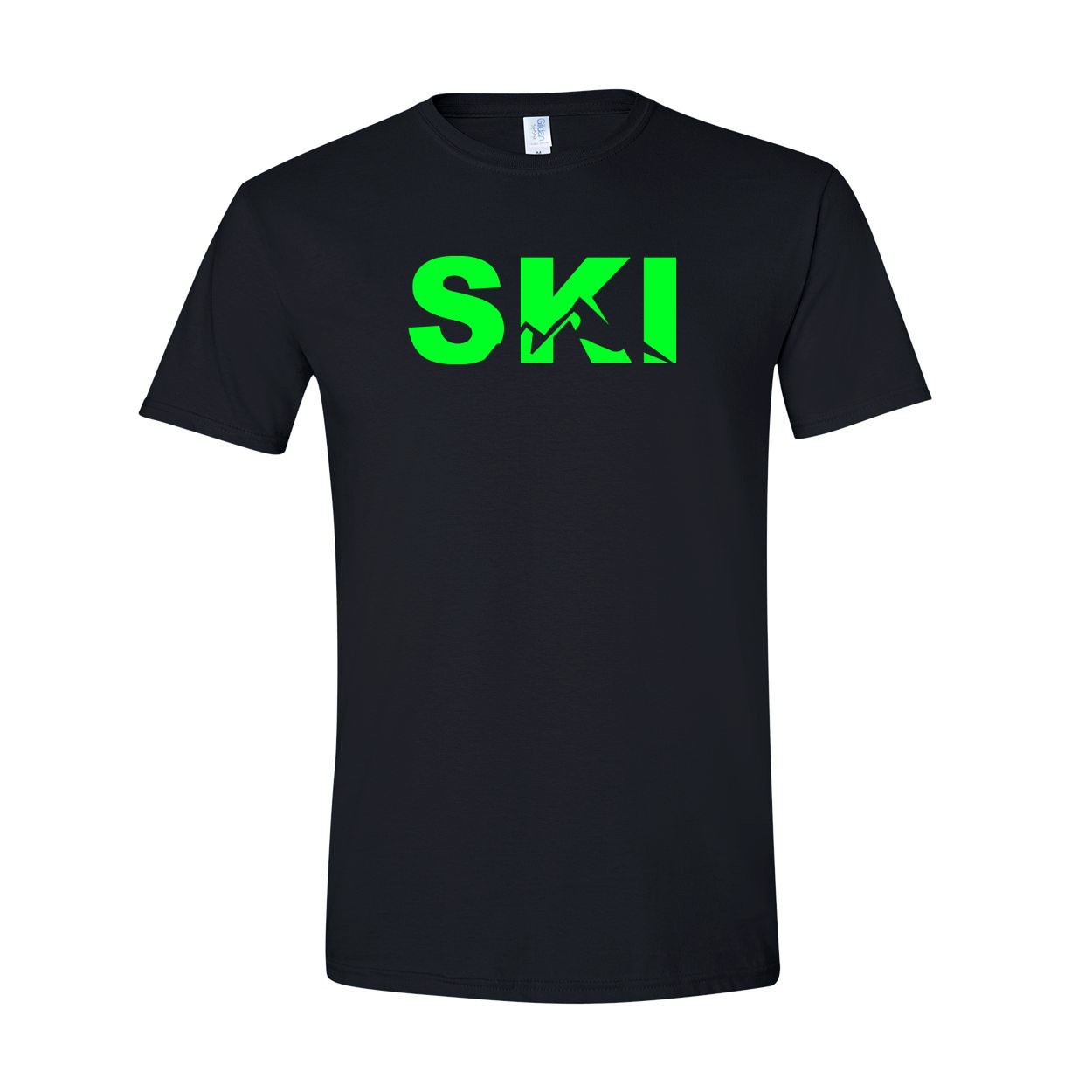 Ski Mountain Logo Classic T-Shirt Black (Green Logo)