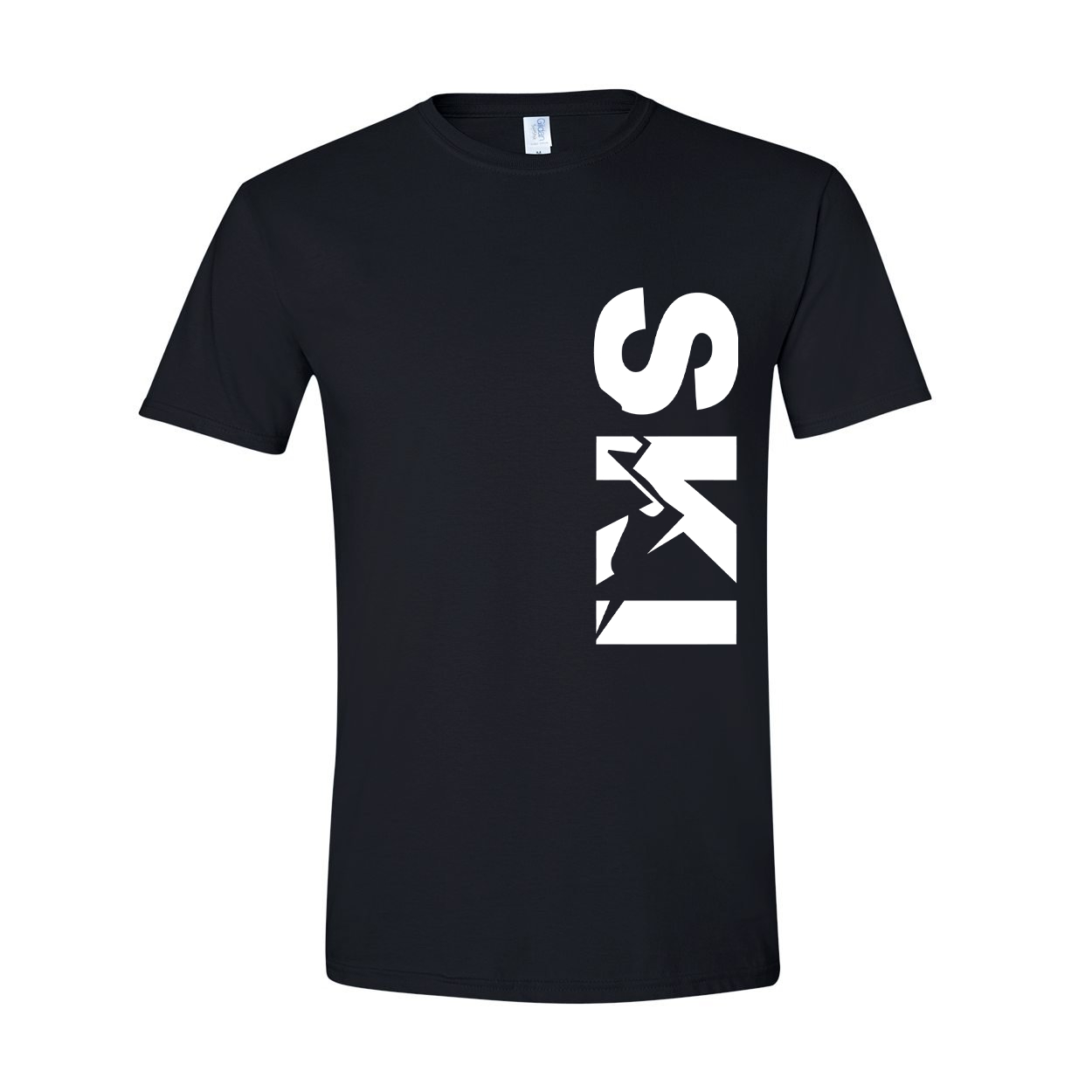 Ski Mountain Logo Classic Vertical T-Shirt Black (White Logo)