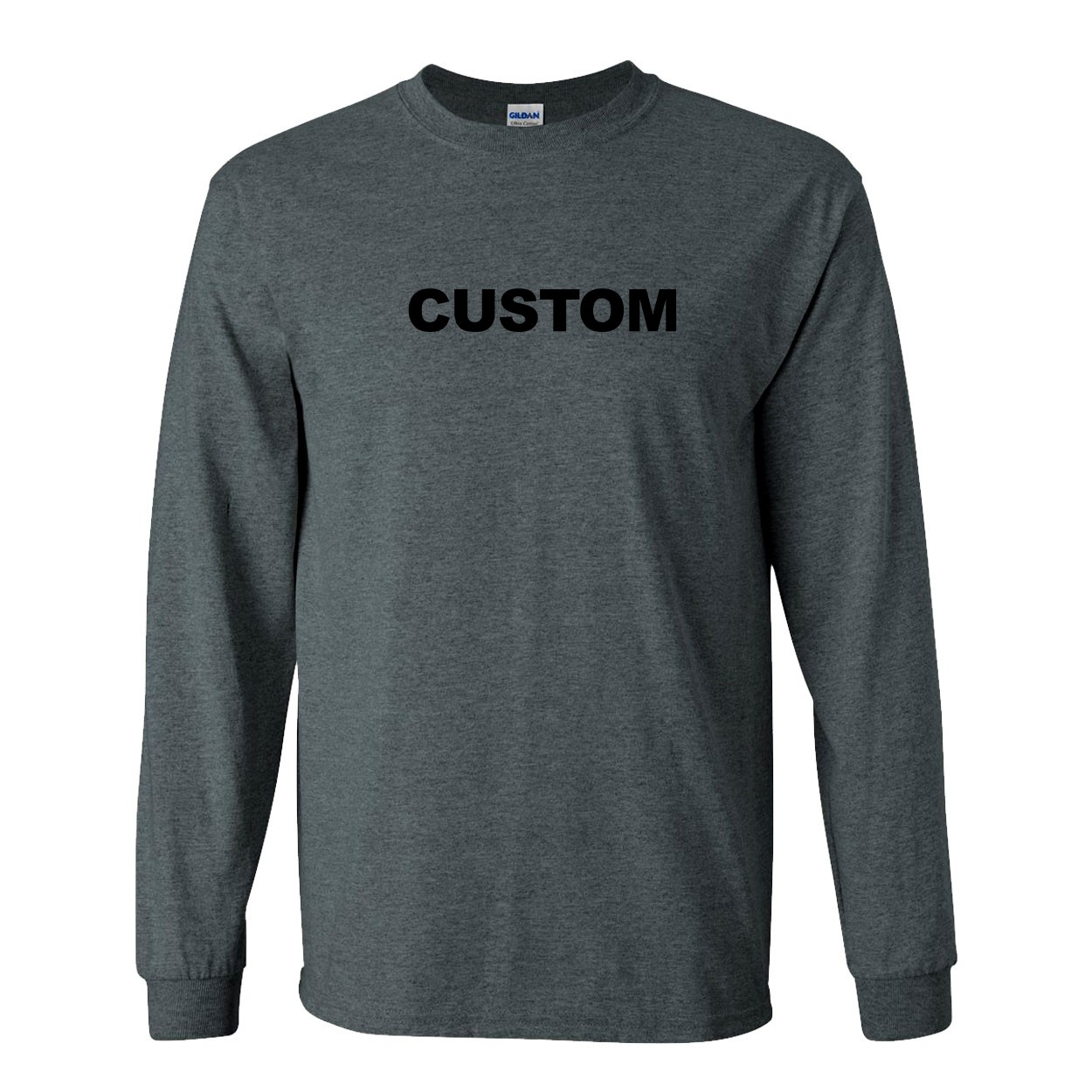 Custom Life Brand Logo Classic Long Sleeve T-Shirt Dark Heather Gray (Black Logo)
