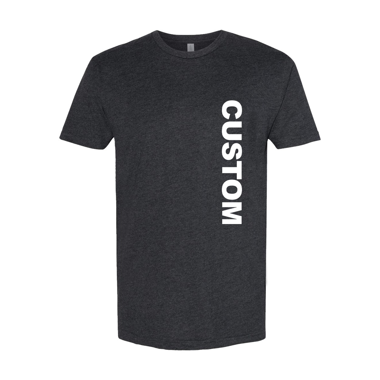 Custom Life Brand Logo Classic Sueded Vertical T-Shirt Heather Charcoal (White Logo)