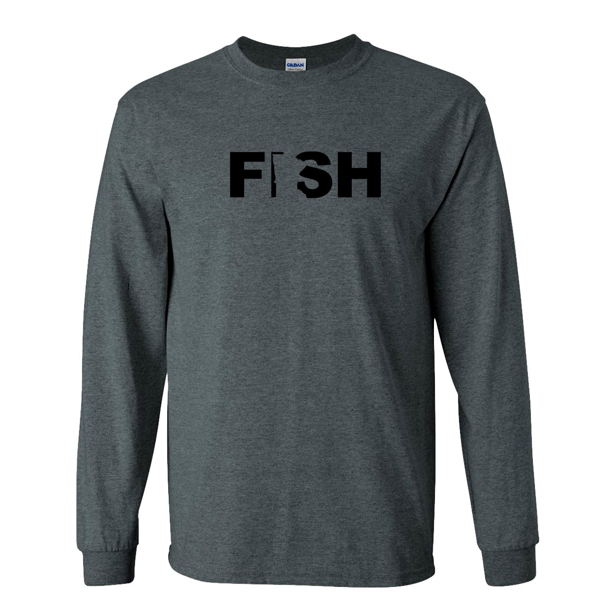 Fish Minnesota Classic Long Sleeve T-Shirt Dark Heather Gray (Black Logo)