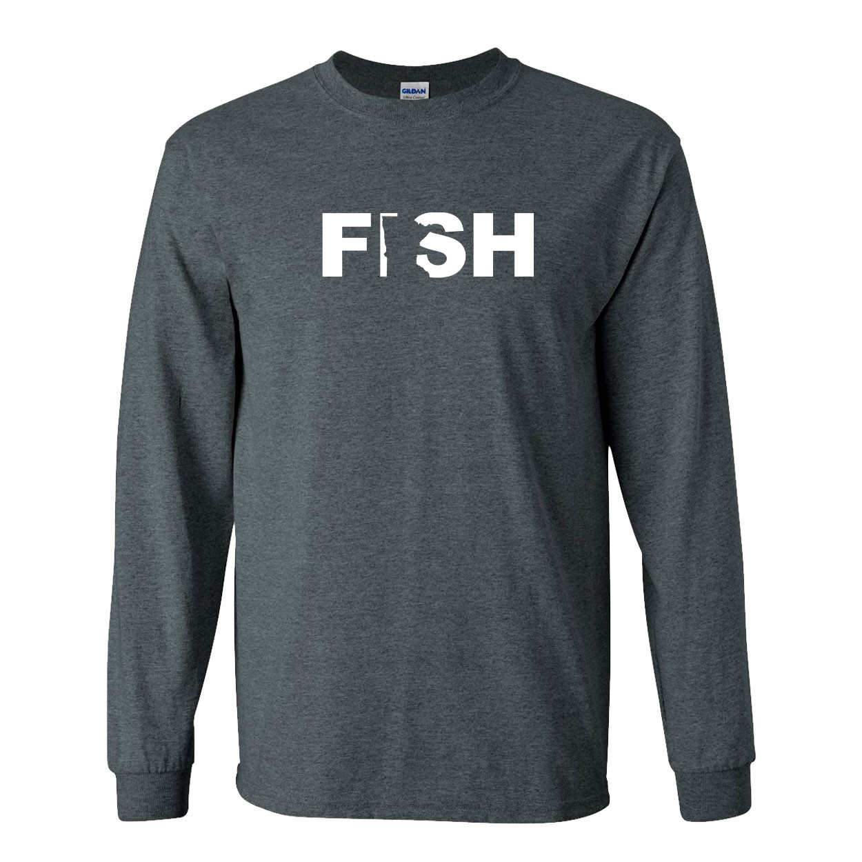 Fish Minnesota Classic Long Sleeve T-Shirt Dark Heather Gray (White Logo)